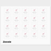 Baby showers boekenplaat roze olifant vierkante sticker (Vel)