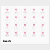 Baby showers boekenplaat roze valentijn hart vierkante sticker (Vel)