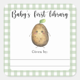 Baby showers boekenplank - Baby's eerste bibliothe Vierkante Sticker