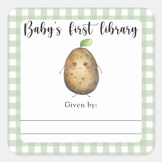 Baby showers boekenplank - Baby's eerste bibliothe Vierkante Sticker (Voorkant)