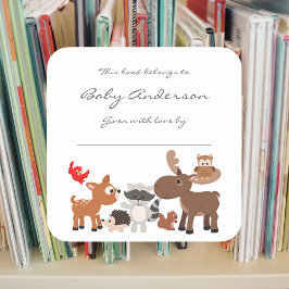 Baby showers boekenplanken / bosdieren vierkante sticker