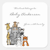 Baby showers boekenplanken / oerwouden vierkante sticker (Voorkant)