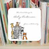 Baby showers boekenplanken / oerwouden vierkante sticker