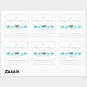 Baby showers boekenplanken / turquoise walvissen vierkante sticker (Vel)