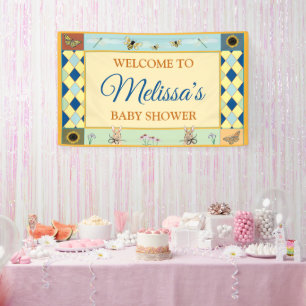Baby showers bord met Rabbit, Bee's & Butterflies Spandoek