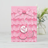 Baby showers Buttonnen en zwaaien Roze roze rotsbl Kaart (Staand voorkant)