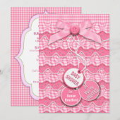 Baby showers Buttonnen en zwaaien Roze roze rotsbl Kaart (Voorkant / Achterkant)