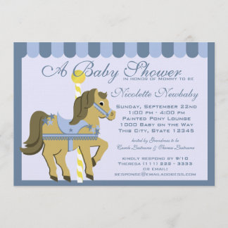 Baby showers carrouselblauw kaart