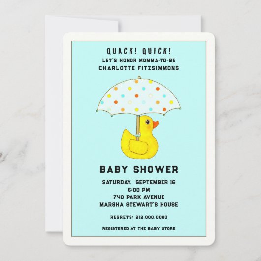 Baby showers eend met paraplu kaart (Voorkant)