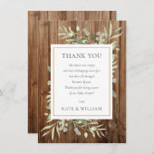 Baby showers gedicht groen laat rustiek hout bedankkaart (Voorkant / Achterkant)