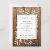 Baby showers gedicht groen laat rustiek hout bedankkaart (Voorkant)