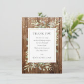 Baby showers gedicht laat groen rustiek hout bedankkaart (Staand voorkant)