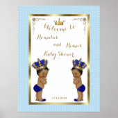 Baby showers jongens: TWINS, blauw, elegant, 40x52 Poster (Voorkant)