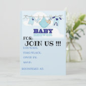 baby showers kaart BLUE BOY (Staand voorkant)
