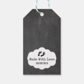 Baby showers krijtbord met witte voetafdrukken cadeaulabel (Achterkant)