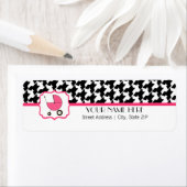 Baby showers label - Houndstooth & Hot Pink (Insitu)