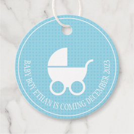 Baby showers Label met kinderwagen voor jongen