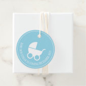Baby showers Label met kinderwagen voor jongen (In situ)
