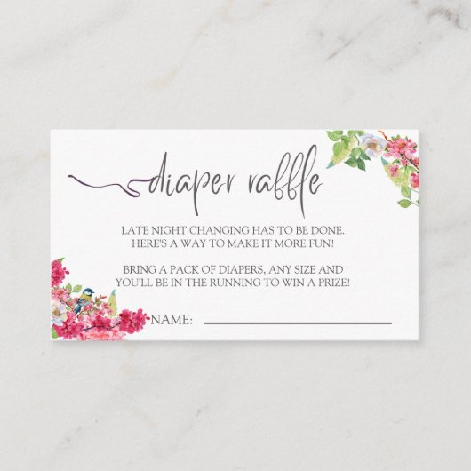 Baby showers luier Raffle Baby in bloei zomer Informatiekaartje (Voorkant)