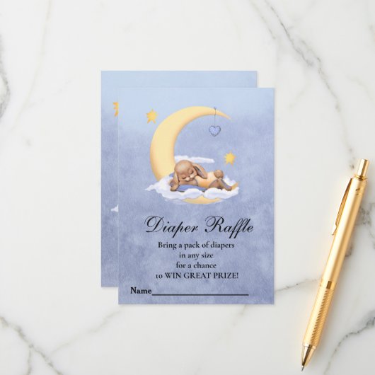 Baby showers luier Raffle Informatiekaartje (Voorkant / Achterkant in situ)