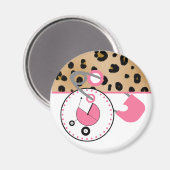 Baby showers magneet - Luipaard & Roze Luierpen (Voorkant / Achterkant)