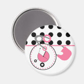 Baby showers magneet - Polka Dot & Roze Luierpen (Voorkant / Achterkant)