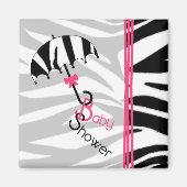 Baby showers magneet - Zebra Print Paraplu & Roze (Voorkant)