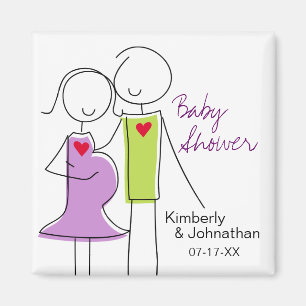 Baby showers met coating, Paars en groen Magneet