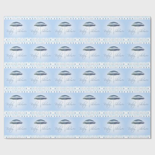 Baby showers paraplu blauw jongetje inpakpapier (Vlak)
