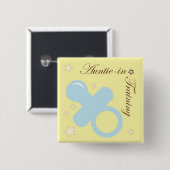 Baby showers pin voor tantes vierkante button 5,1 cm (Voorkant /achterkant)