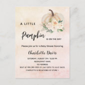 Baby showers pompoen crème blesse uitnodiging briefkaart (Voorkant)