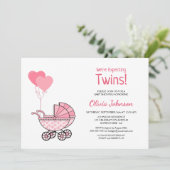 Baby showers roze ballonnen en rollen kaart (Staand voorkant)