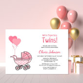 Baby showers roze ballonnen en rollen kaart