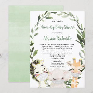 Baby showers safari met maskers kaart