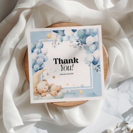 Baby showers servetten blauw Beren ballonnen