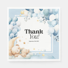 Baby showers servetten blauw Beren ballonnen