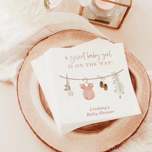 Baby showers servetten, Boho roze meisje Baby show Servet