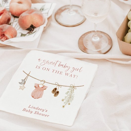 Baby showers servetten, Boho roze meisje Baby show Servet