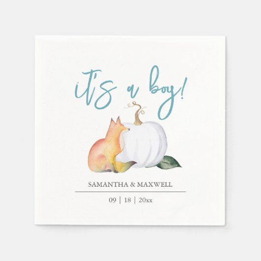 Baby showers servetten Herfst Woodland pompoen (Voorkant)