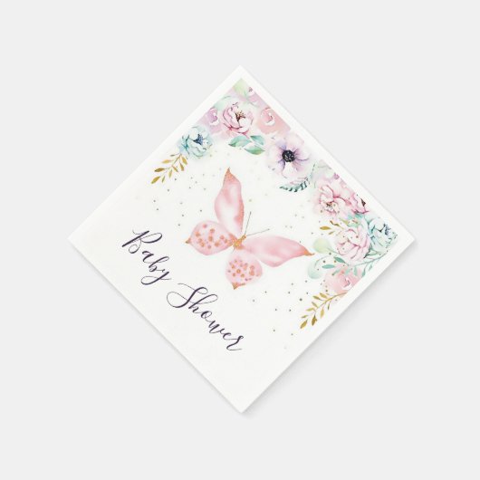 Baby showers servetten voor pasteelfloren en vlind (Hoek)