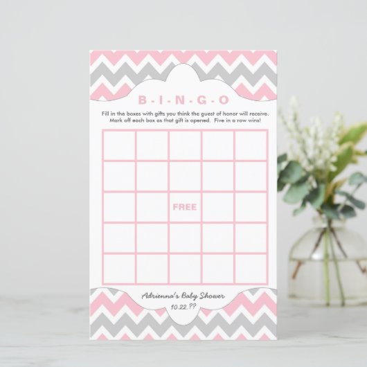 Baby showers spellen voor roze grijze bingo (Staand voorkant)