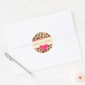 Baby showers Sticker - Giraffe Print en Roze (Envelop)