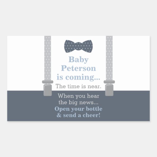 Baby showers Sticker, klein Man, boog Stropdas Rechthoekige Sticker (Voorkant)