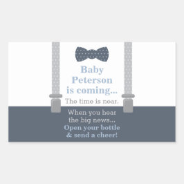 Baby showers Sticker, klein Man, boog Stropdas Rechthoekige Sticker