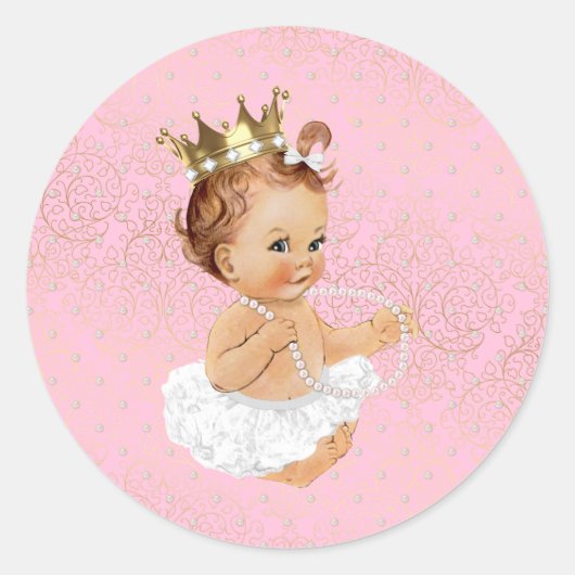 Baby showers Sticker met Baby Princess (Voorkant)