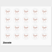 Baby showers Sticker Sjabloon met roze strik (Vel)