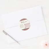 Baby showers Stickers - Roze Bruin Damask Cradle (Envelop)