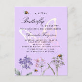 Baby showers vlinderbloemigen vioolmeisje uitnodiging briefkaart (Voorkant)