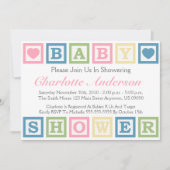 Baby showers voor bouwstenen (roze) kaart (Voorkant)