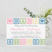 Baby showers voor bouwstenen (roze) kaart (Staand voorkant)